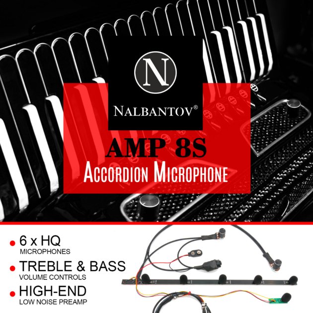 Nalbantov AMP 8S система за озвучаване на акордеон за вграждане - дистанционна версия дясна + лява ръка